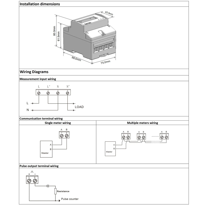 Dac4121C DIN-skinne AC enfaset trådløs Modbus-strømmåler