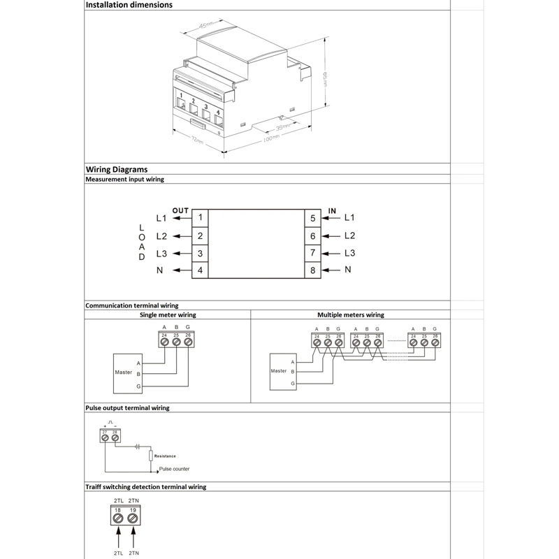 Dac4301CT DIN-skinne AC trefase med transformatorenergimåler