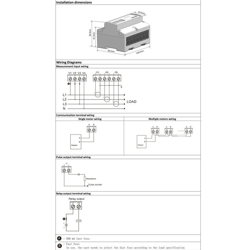 Dac7320c-CT trefase multifunksjons intelligent DIN-skinne CT energimåler