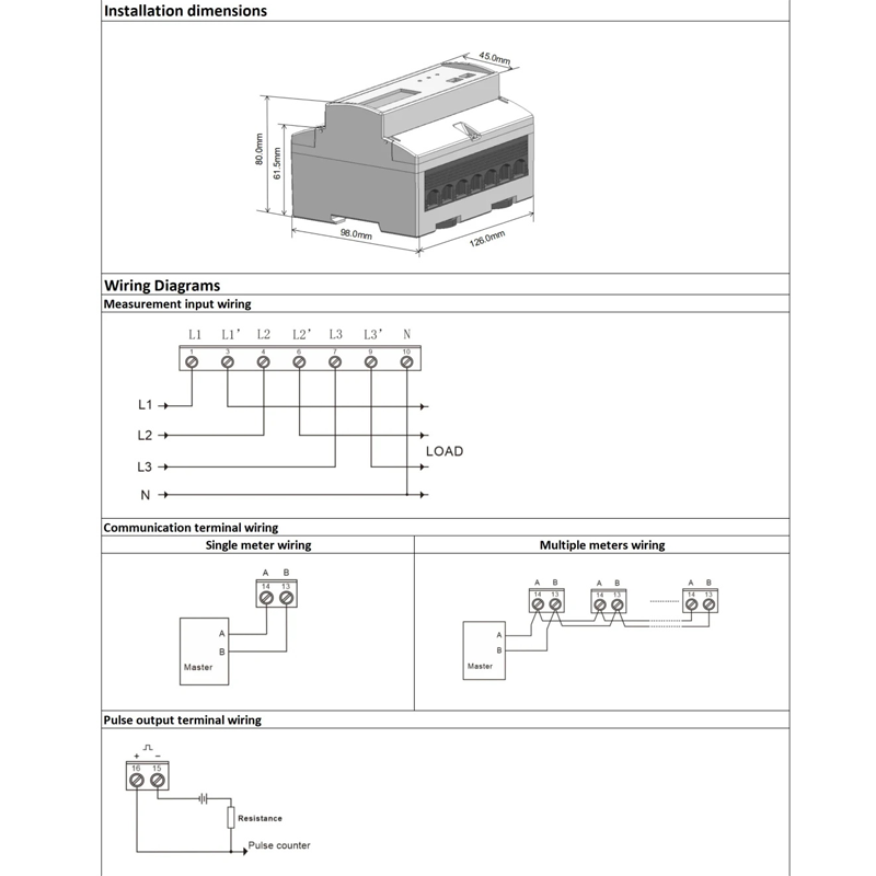 Dac7301C DIN-skinne AC Trefase Modbus elektrisk energimåler