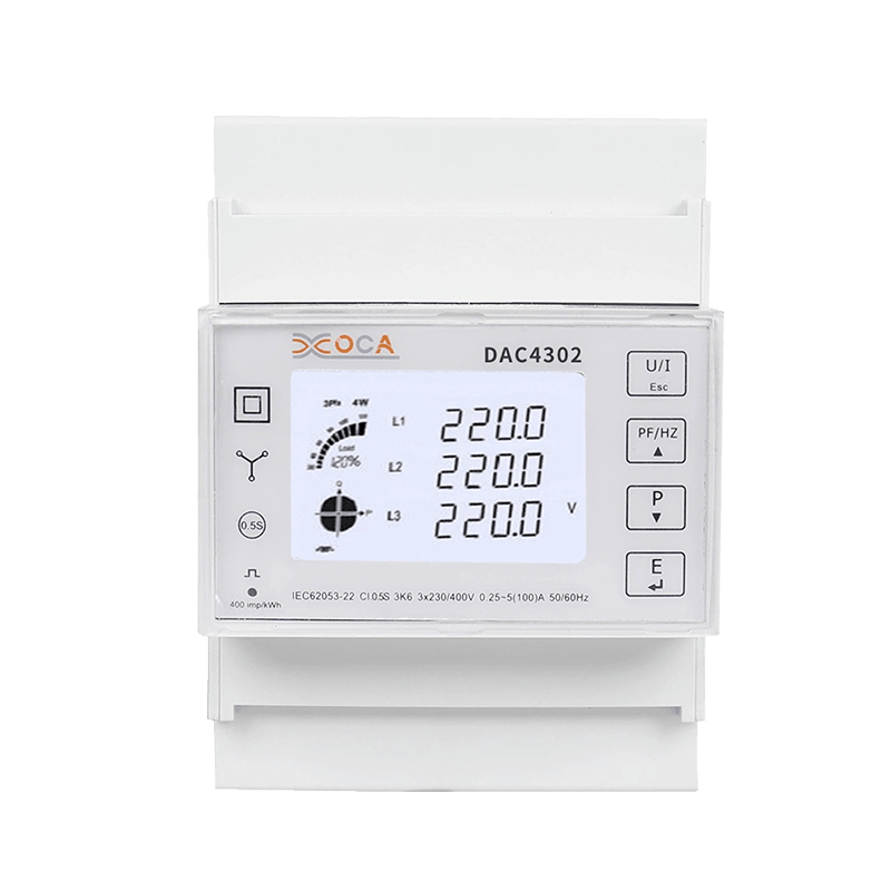 Dac4302 DIN-skinne AC trefaset 2t elektrisk strømmåler